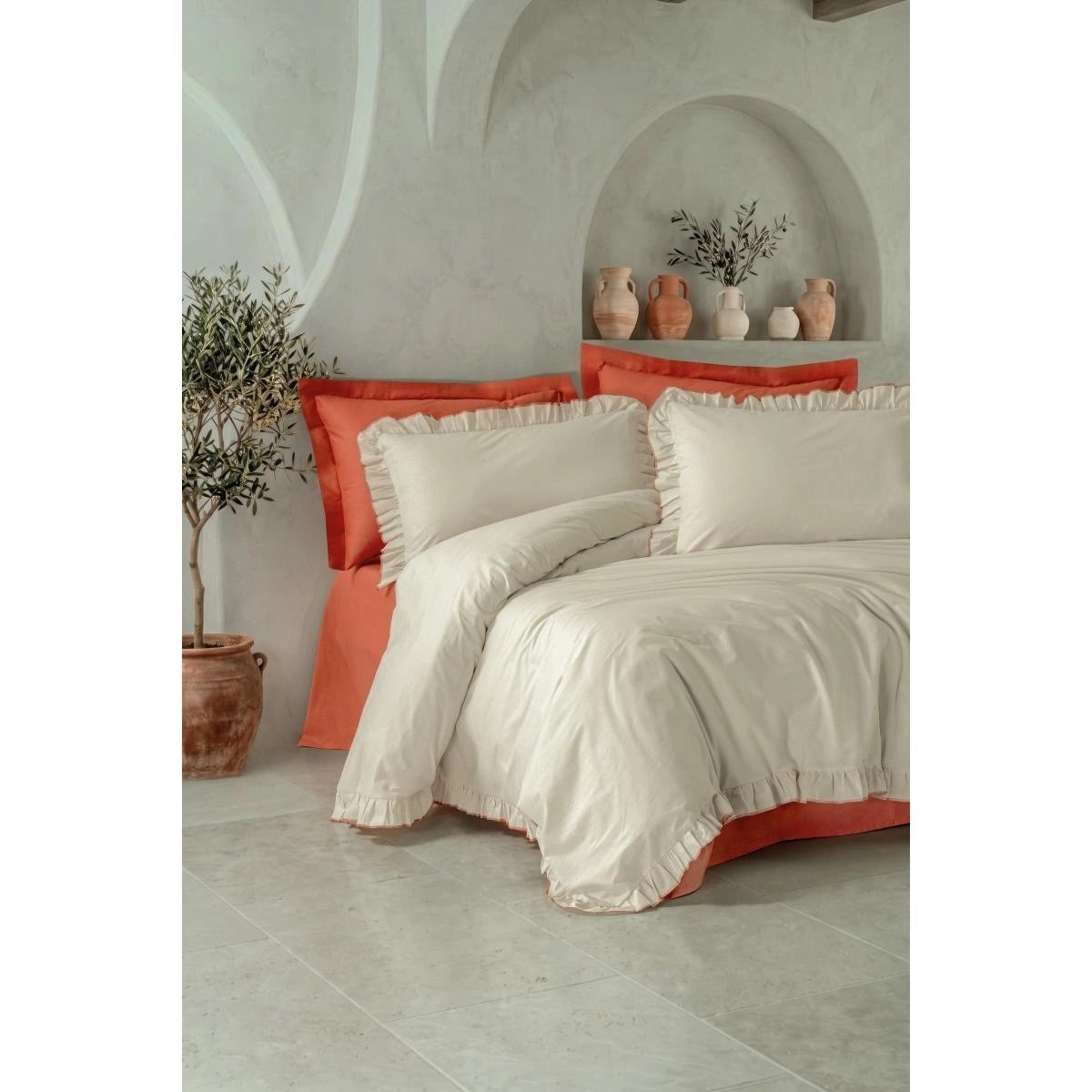 Cotton Box Maison Çift Kişilik Nevresim Takımı Lova Bej-tarçın