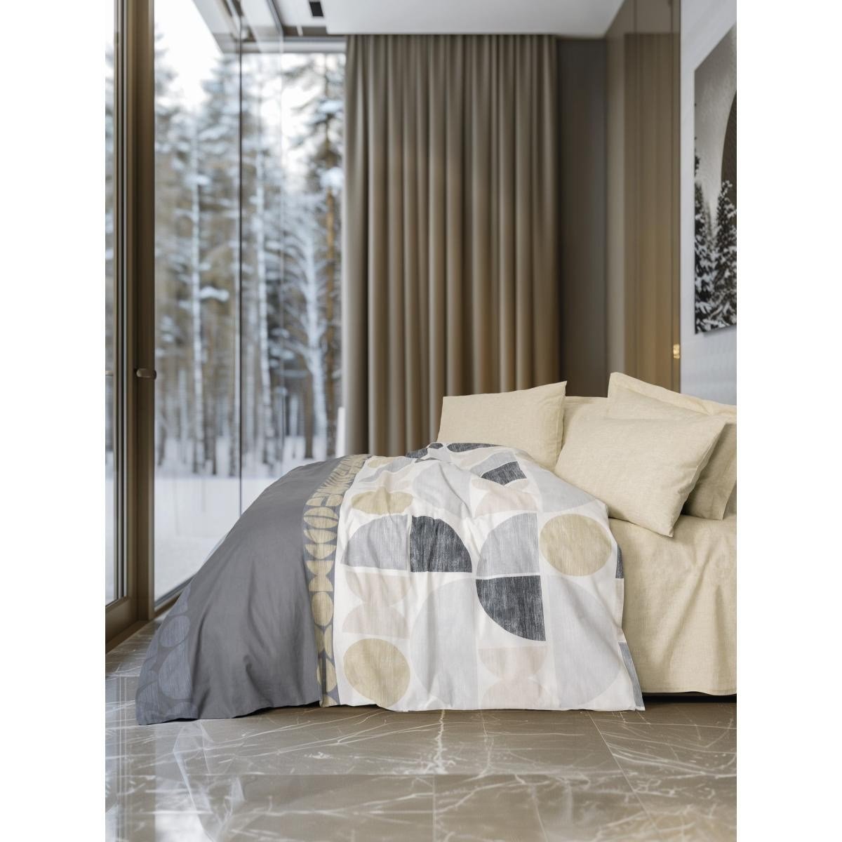 Cotton Box Modern Çift Kişilik Nevresim Takımı Formo Bej