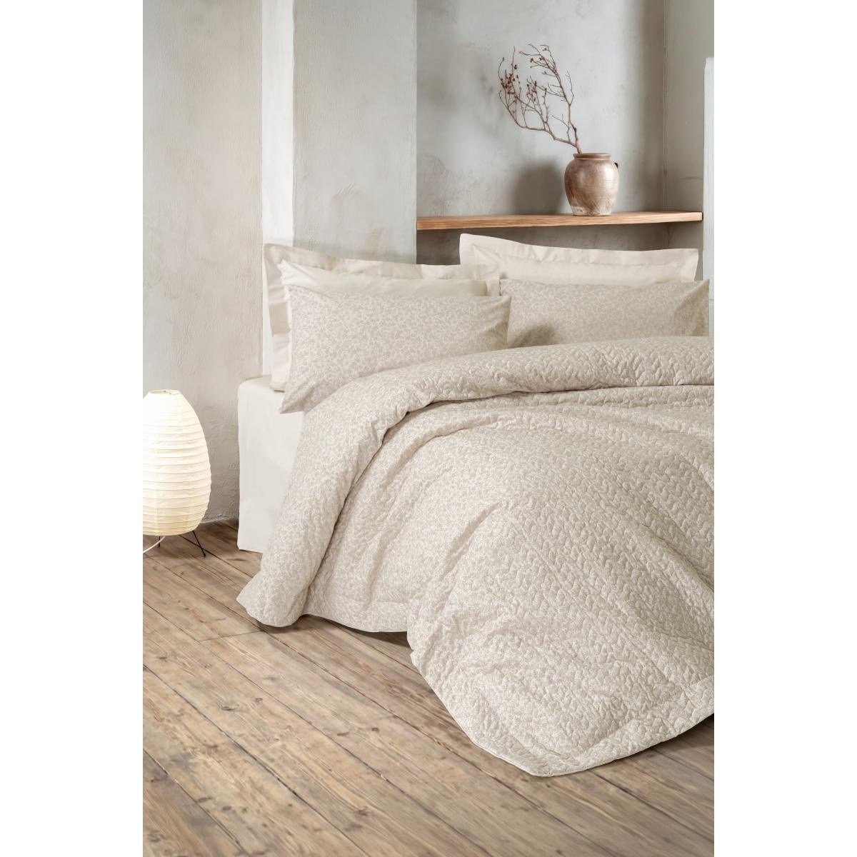 Cotton Box Petite Çift Kişilik Lastikli Çarşaflı Complete Set Milly Ekru