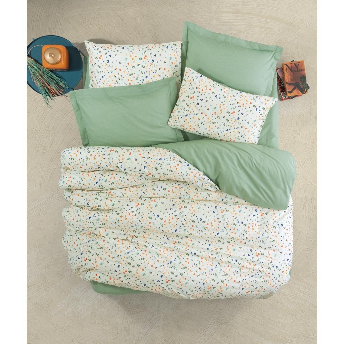 Cotton Box Petite Çift Kişilik Lastikli Çarşaflı Nevresim Takımı Lola Yeşil