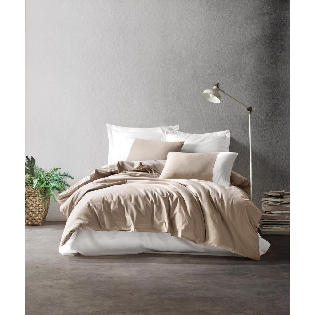 Cotton Box Plain Çift Kişilik Nevresim Takımı Vizon - Krem