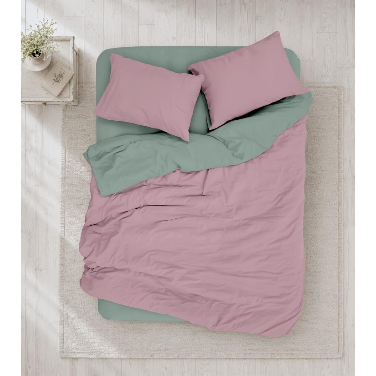 Cotton Box Plain Tek Kişilik Nevresim Takımı Gül Kurusu-adaçayı