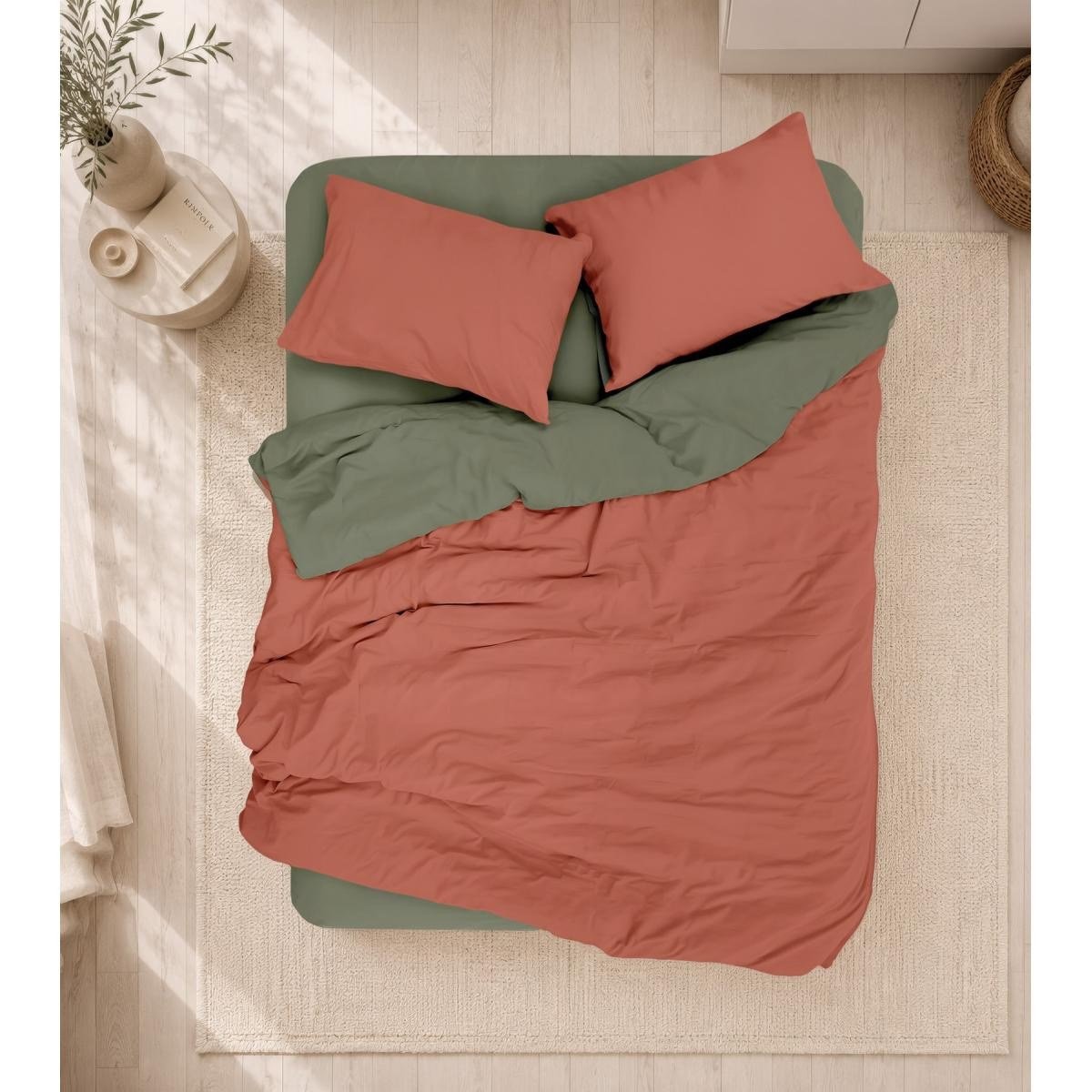 Cotton Box Plain Tek Kişilik Nevresim Takımı Kiremit-haki