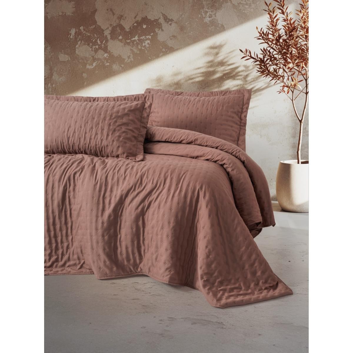 Cotton Box Serra Çift Kişilik Yatak Örtüsü Niva Gül Kurusu