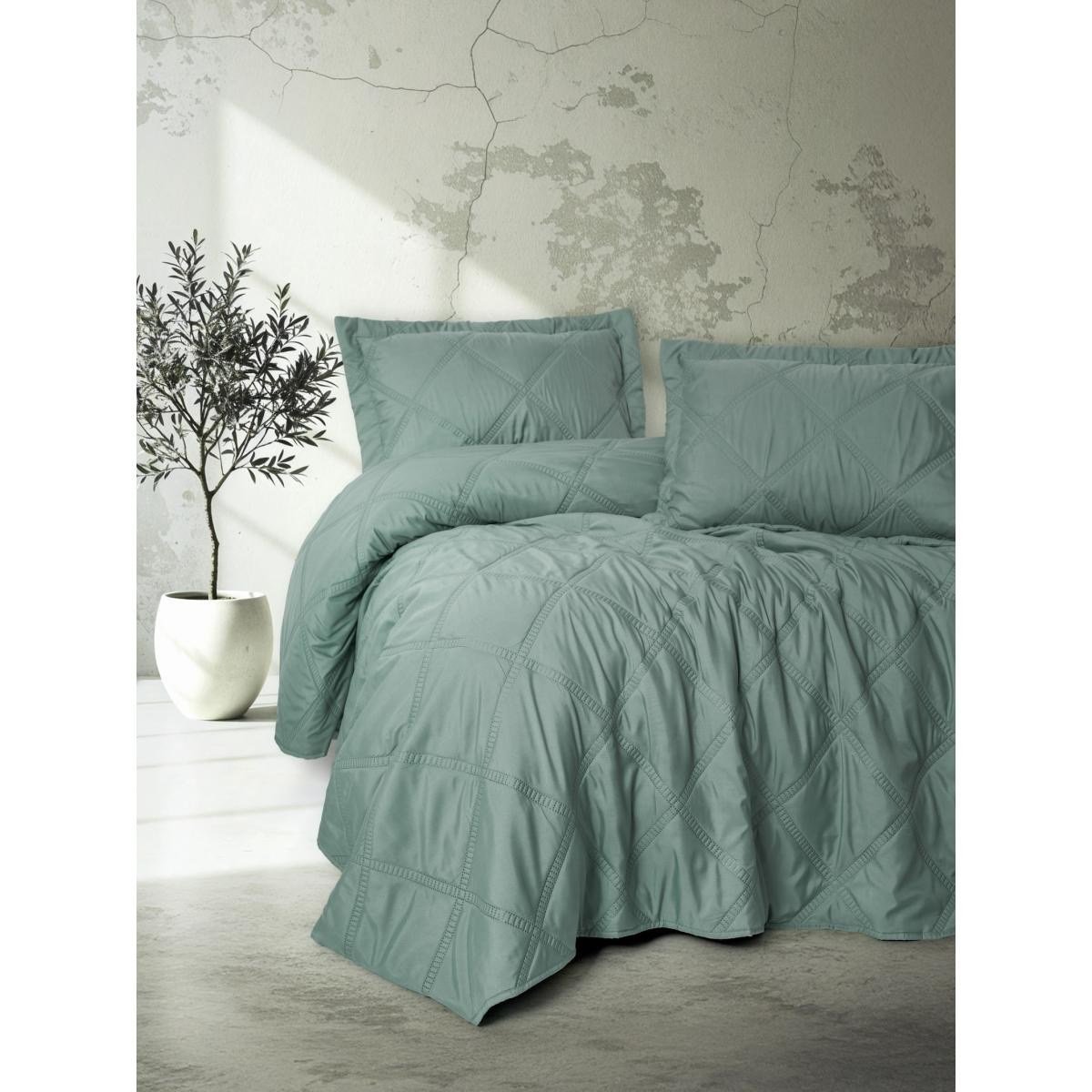 Cotton Box Serra Çift Kişilik Yatak Örtüsü Tila Mint