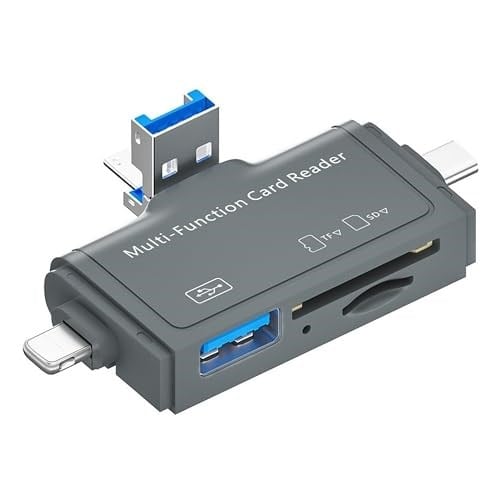 Coverzone Alüminyum OTG USB C Kart Okuyucu | iPhone Lightning ve iPad ile uyumlu, Type-C girişli SD TF Multi Card Reader, SYD-A1C