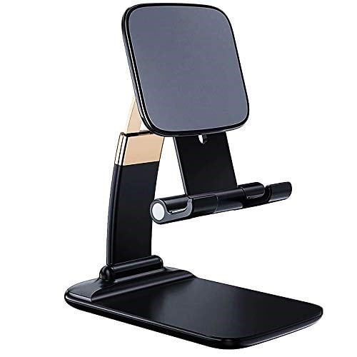 Coverzone Ayarlanabilir Katlanabilir Ergonomik Telefon Tutucu Standı ve Tablet Tutucu standı Desk Holder Oynar Başlıklı Kaymaz Zemin Tabanlı Stand (Siyah)