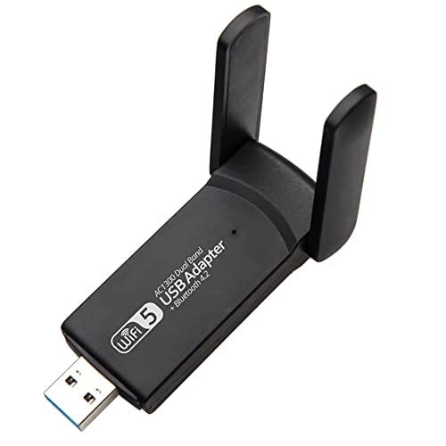 Coverzone Wireless Adaptör Wifi Ağ Kartı Masaüstü Bilgisayar Pc ile Uyumlu 2,4G 5G Destekler 1300Mbps Usb 3.0 Dual Band Usb Adapter 2,4Ghz-5,82Ghz AC1300
