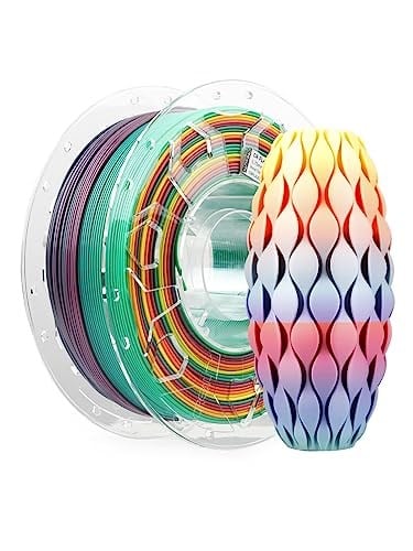 Creality PLA Filament 1,75 mm, 3D Yazıcı Filamenti, 1,0 kg (2,2 lbs) Makara, Çözgü Arttırılmış Tokluk Yok, Boyutsal Doğruluk ± 0,03 mm Baskı Filamenti, 3D Yazıcılar için (Yağmur Yayı)