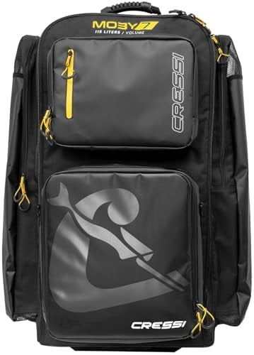Cressi Moby Trolley Bag - Spor ve Seyahat için İdeal Sağlam ve Geniş Tekerlekli Çanta, Siyah/Sarı, Unisex