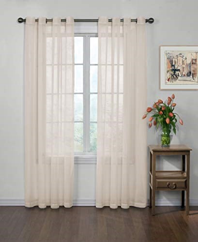 CurtainFresh Yatak Odası veya Oturma Odası için Koku Nötrleştirici Şeffaf Vual Gromet Pencere Perdesi (1 Panel), 149 cm x 241 cm, Fildişi - Seçenekler: 59 in x 84 in, 149.9G x 149.9U cm (1 Panel)...
