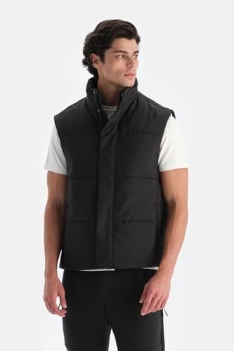 Dagi Erkek Önden Fermuar Çıtçıtlı Puffer Yelek, Dokuma