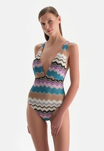 Dagi Tak Çık Kaplı Sabit Askılı Missoni Baskılı Balensiz Mayo, 24SW85032GB
