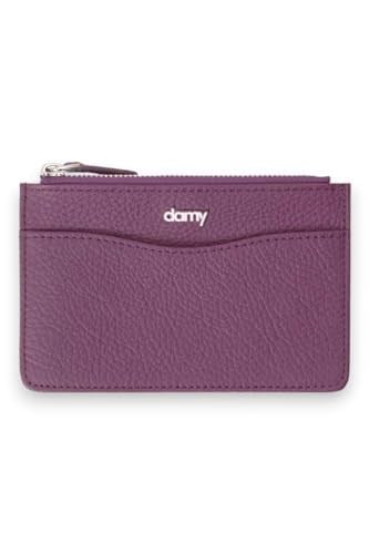 Damy Deri Cüzdan, Kadın Küçük RFID Kartlık, Fermuarlı, Erkek Mekanizmalı İnce, Mıknatıslı, Spor, Kartvizitlik, Mini Kredi Kartlık 904 (Mürdüm)