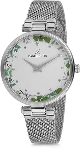 Daniel Klein DK02322F-05 Gümüş Çiçekli Kadın Kol Saati,3 Atm Su Geçirmez Özellikli, Hasır Bayan Kol Saati, Otomatik Kadın Saatler