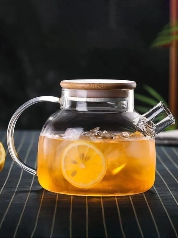 Deconox Vakumlu Bambu Kapaklı Isıya Dayanıklı Borosilikat Cam Demlik, Süzgeçli (1000 ML) | Teapot.Deconox Vakumlu Bambu Kapaklı Borosilikat Cam Demlik – Süzgeçli ve Isıya Dayanıklı Teapot (1000 ML)