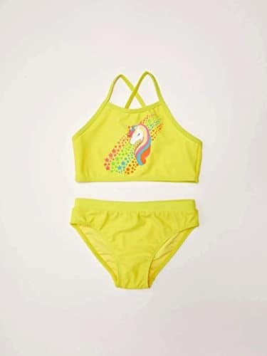 DEEP BEACH Baskılı kız çocuk bikini takım SARI 11-12 Yaş