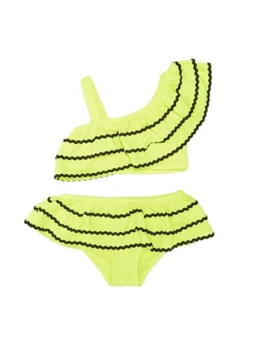 DEEP BEACH Sutaşı detaylı kız çocuk bikini takım NEON SARI 5-6 Yaş