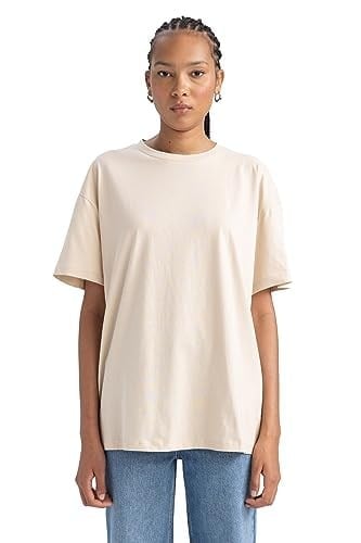 DeFacto Kadın Oversize Fit Bisiklet Yaka Kısa Kollu Tişört
