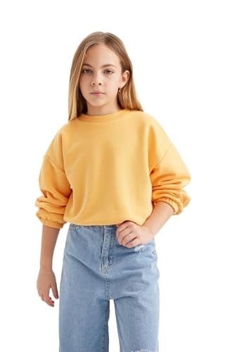 DeFacto Kız Çocuk Regular Fit Bisiklet Yaka Sweatshirt