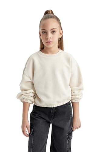 DeFacto Kız Çocuk Regular Fit Bisiklet Yaka Sweatshirt