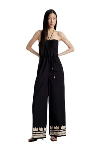 DeFacto Straplez Poplin Geniş Paça Uzun Tulum, 40, Straplez Poplin Geniş Paça Uzun Tulum, Siyah-BK81, Kadın