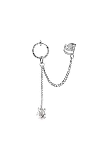 Deliksiz Sıkıştırmalı Zincirli Küpe, gümüş, 0.8 mm