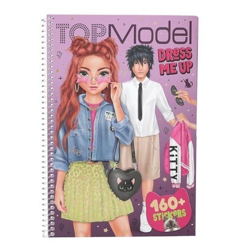 Depesche 13387 TOPModel Rebel Kitty Kitap Beni Giydir 20 Sayfa Önceden Basılmış Kendin Yap Desen Desenleri, 7 Yaprak Çıkartma, Çok Renkli, Tek Beden