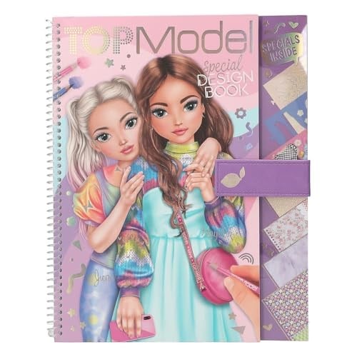 Depesche 13584 TOPModel - Kıyafetler oluşturmak için önceden basılmış 33 sayfaya sahip boyama kitabı, Kâğıt, şablon, çıkartma ve daha birçok şeyi içerir, beyaz.