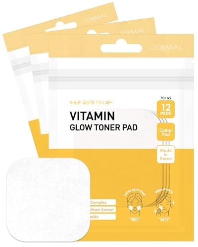 Dermal Vitamin Glow Toner Pad, Canlandırıcı ve Aydınlatıcı Işıltı Etkili Tonik Pedi, 12 Adet