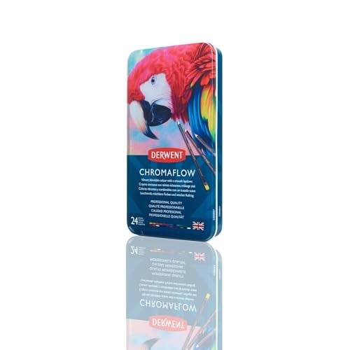 Derwent Chromaflow renkli kalem, 24'lü set, metal kutuda, 3,5 mm uç kalınlığı, yumuşak dokulu karıştırılabilir, çizim, boyama ve  - Seçenekler: 24 Farben, 12 Adet (1'li Paket), 100 stück (1er Pack)...
