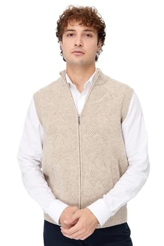 Desen Triko Erkek Dik Yaka Baklava Desenli Yün Yelek V.Bej Beden;2XL,Renk;V.Bej