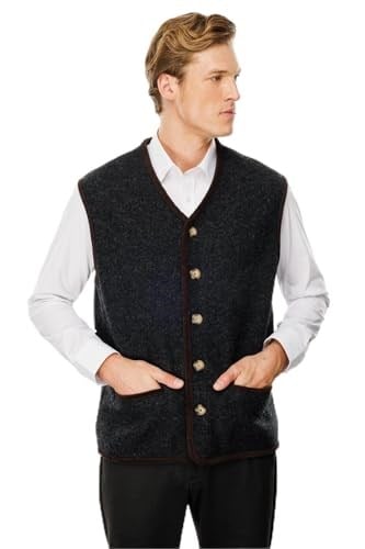 Desen Triko Erkek V Yaka Astarı Desenli Yün Yelek 24583 K.Füme - Bedenler: Beden;S, M, L, XL, XXL