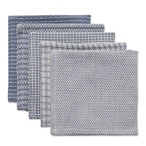 DII Everyday Kitchen Collection Karışık Bulaşık Bezi Seti, 12x12, Taş Yıkama Mavisi, 5 Adet