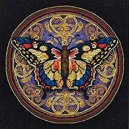 Dimensions Gold Collection Süslü Kelebek Gelişmiş Sayılmış Kanaviçe Kiti, 15,24 cm x 15,24 cm, Kodlu İplik sıralayıcı, 18 Adet