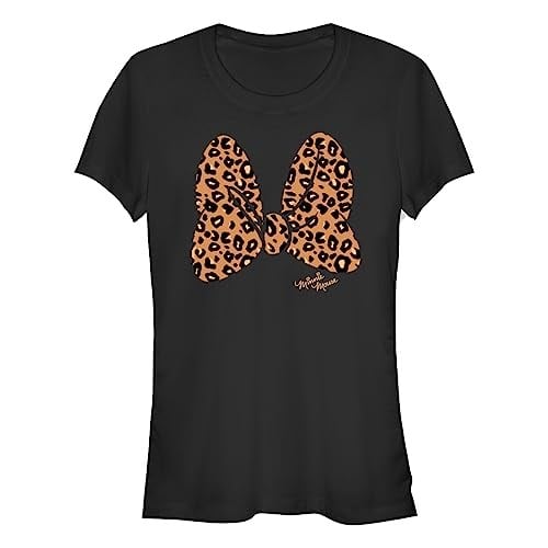 Disney Mickey Classic - Animal Print Bow Bisiklet Yaka T-Shirt Tişört Kadın