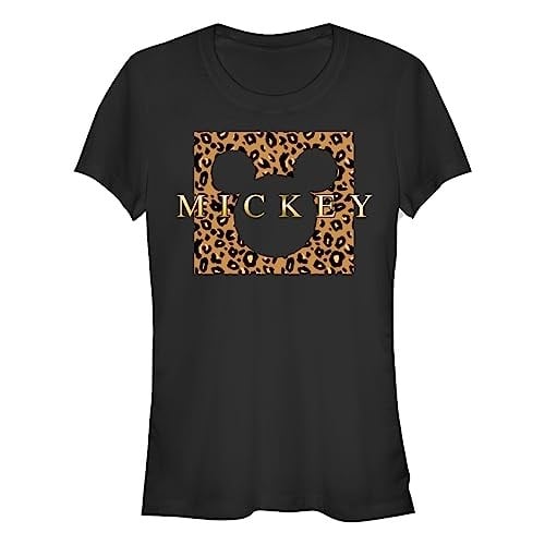 Disney Mickey & Friends - Leopard Square Mick Bisiklet Yaka T-Shirt Tişört Kadın