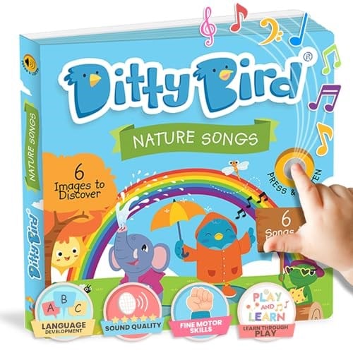 DITTY BIRD Baby Nature Songs - İngilizce öğrenmek için 6 ses düğmeli ilk bebek oyuncağım.