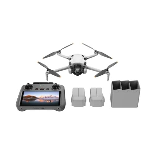 DJI Mini 4 Pro Fly More Combo Plus (DJI RC 2) (Ekranlı Kumanda) - 4K HDR Kameralı Mini Drone, 20 km (FCC) Maksimum Video Aktarım Mesafesi, Çok Yönlü Engel Algılama, 45 Dakikalık Uçuş, 2 Akıllı Batarya