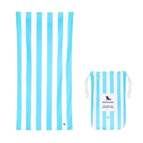 Dock & Bay Strandtuch - Für Reisen, Schwimmen, Camping, Urlaub - Super saugfähig, schnell trocknend, sandfrei - Kompakt, leicht - 100% recycelte Materialien - Inklusive Tasche