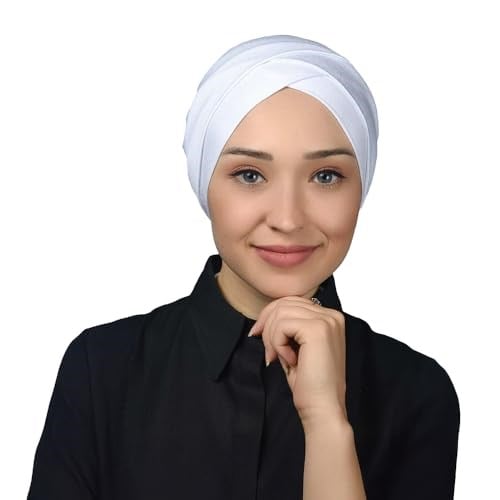 Dört Bantlı Çapraz Dış Tesettür Bonesi Hazır Türban Penye