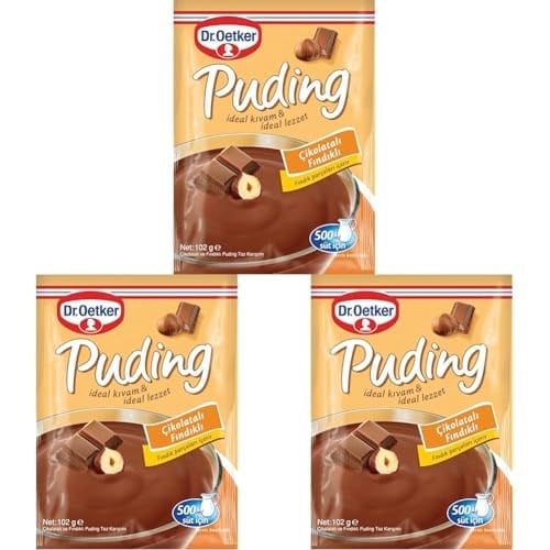 Dr. Oetker Puding Çikolatalı Fındık Aromalı 102 Gr 3lü paket