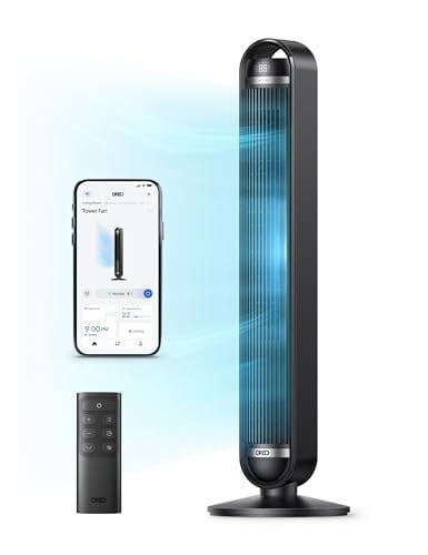 DREO 42 İnç Akıllı Kule Tipi Fan, 9 m/s Yüksek Hızlı Serinletme, 9 Hız Kademesi, 25 dB, 4 Çalışma Modu, 90° Salınım, 12 Saat Zamanlayıcı, Wi-Fi/Alexa/Uzaktan Kumanda Desteği