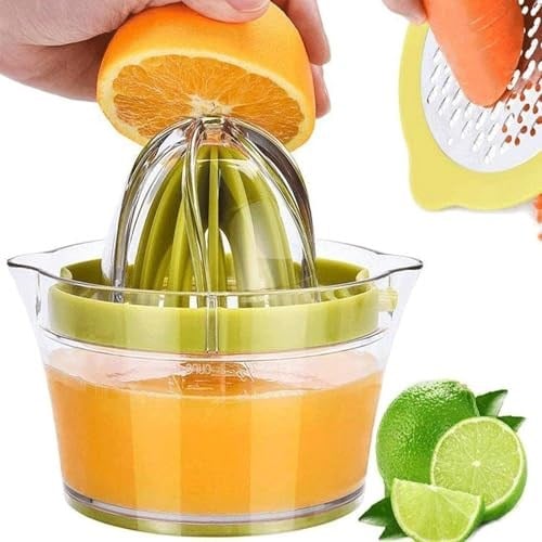 Drizom Narenciye Limon Portakal Sıkacağı Manuel El Sıkacağı, Dahili Ölçüm Kabı ve Rende, 350 ml, Yeşil