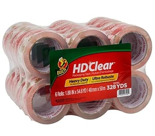 Duck HD Şeffaf Ambalaj Bandı - 24 Rulo, 1312 Metre - Nakliye, Postalama, Taşıma ve Depolama için Ağır Hizmet Tipi Ambalaj Bandı - Kutular  - Seçenekler: 24 Rolls, 54.6 yds, 6 Rolls, 3-inch x 54.6 yrds