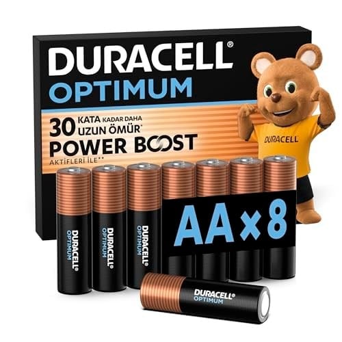 Duracell Optimum AA Alkalin Kalem Pil (8'Li Paket) 1,5V - Lr6 Mx1500