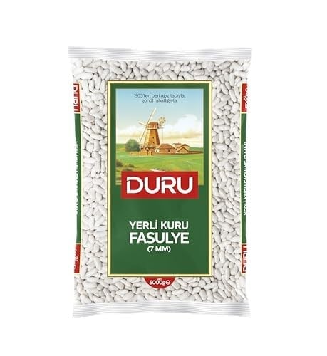 Duru 7 mm Kuru Fasulye 5 Kg, Kabuk Bırakmaz, Küçük Taneli, Lif ve Protein Kaynağı, Yerli Üretim