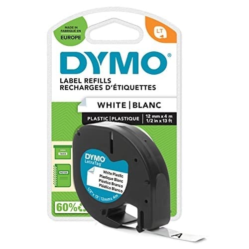 DYMO LetraTag Plastik Şerit (12 mm X 4 mt), Beyaz (59422)