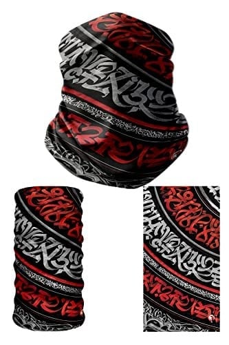 e taktik Multifunctional Red White Line Art Seamless Knitting UV+ Neckerwear Face Mask Headband Bandana Do Rag Hairband
