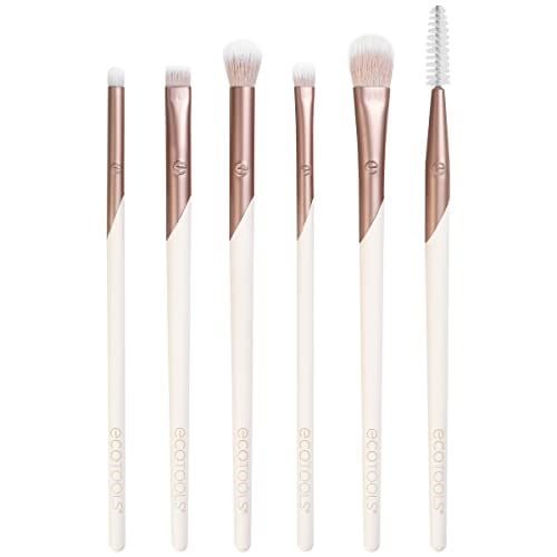 EcoTools Luxe Zarif Göz Makyajı Fırça Seti, Göz Farı, Eyeliner ve Kaş Makyajı İçin, Profesyonel Göz Fırçası Seti, Çevre Dostu Makyaj Araçları, Sentetik Kıllar, Zulüm Ücretsiz ve Vegan, 6 Parça Set